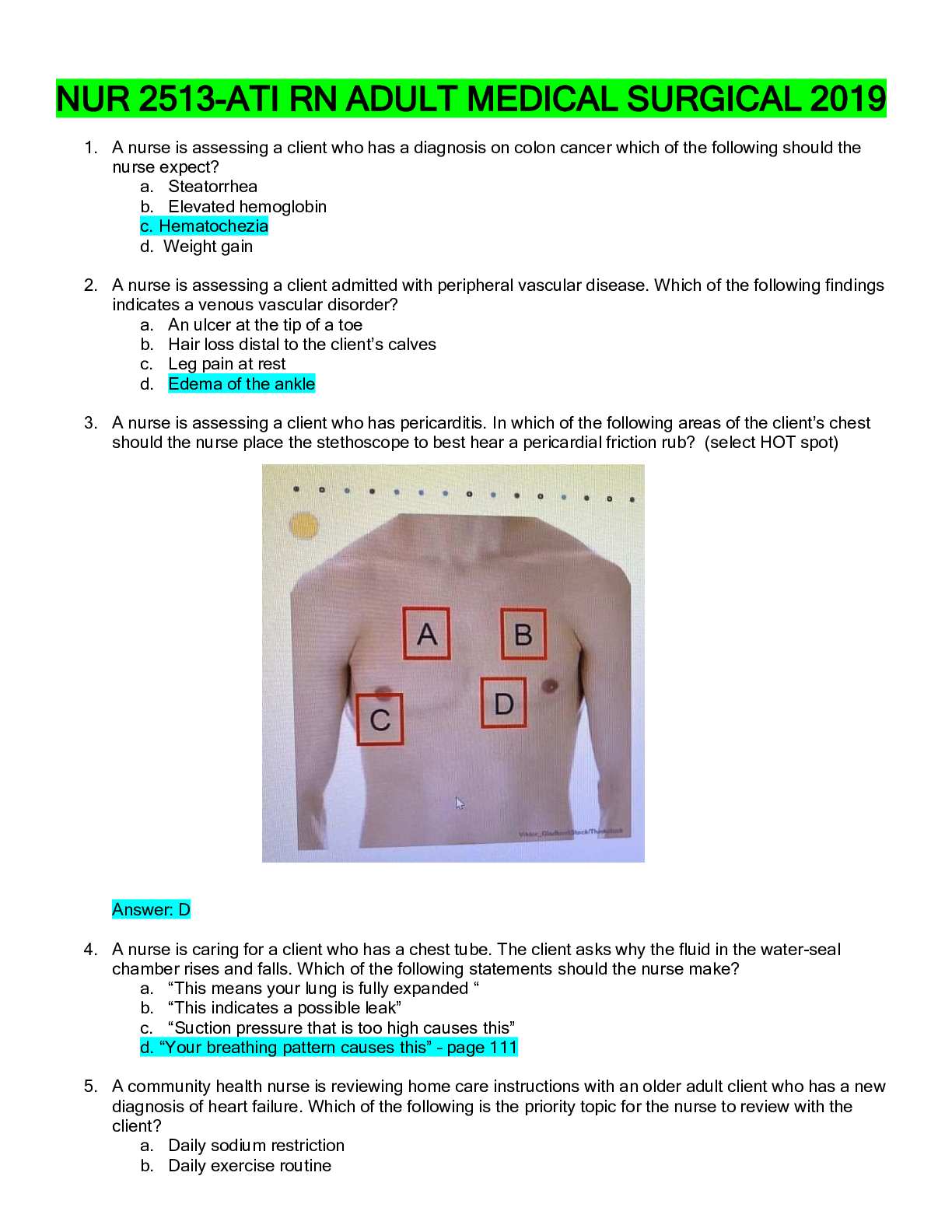Preview of NUR 2513-ATI RN ADULT MEDICAL SURGICAL 2019